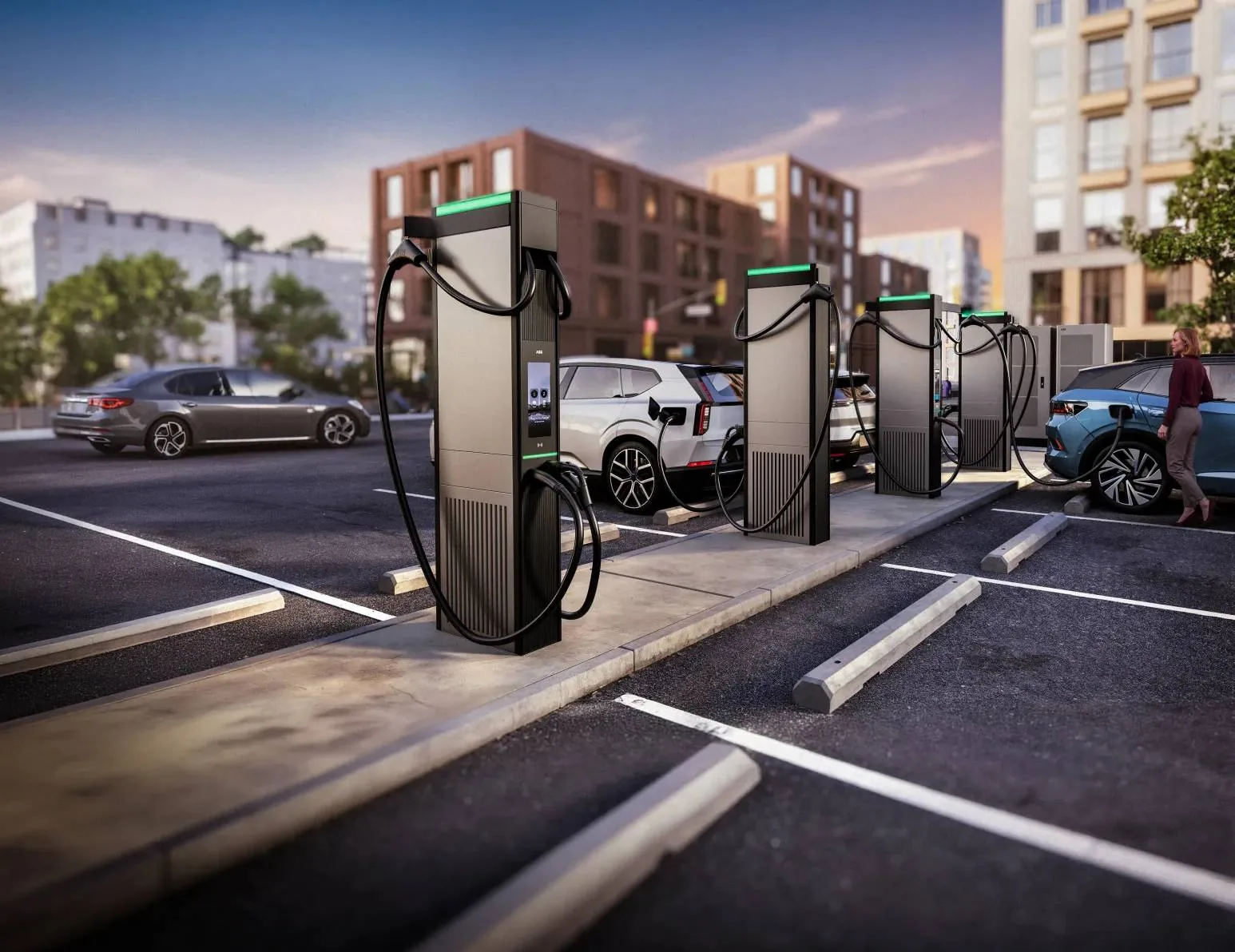 Punjači za električne automobile na parkingu